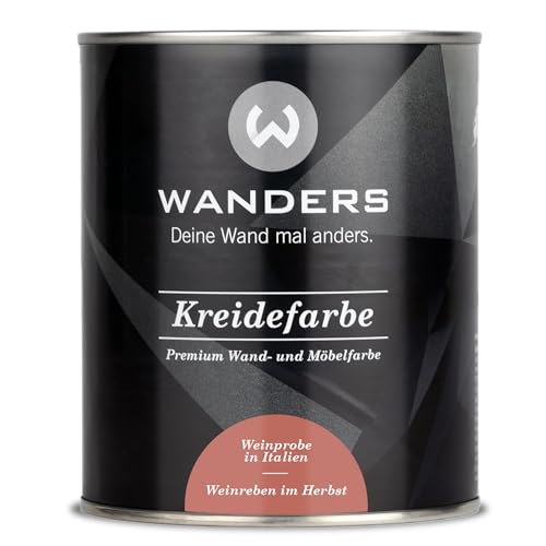 Wanders Shabby Chic Kreidefarbe 750 ml - Weinreben im Herbst/Warmes Ziegelrot - Küchenmöbellack und Möbelfarbe ohne Schleifen. Chalk Paint, für Holz & mehr. Hohe Deckkraft
