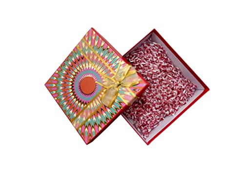 Image of Eco Sarras thin shredded paper crinkle paper grass strips gift tray decoration, gift hamper decorations, gift box fillers, wedding birthday & valentines day gift (1000 Grams / 1 KG, Red Checked)