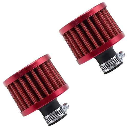Eoppen 2Pcs 12mm Air Filter Mini Universal Vent Crankcase Cold Air Intake Breathe Filter for Car and Motorcycle (Red)
