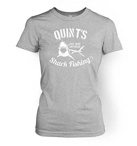 Quints Shark Fishing Women's T-shirt - Sport Grey Large (approx Size 12)