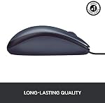 Logitech B100 Corded Mouse – Wired USB Mouse for Computers and laptops, for Right or Left Hand Use, Black