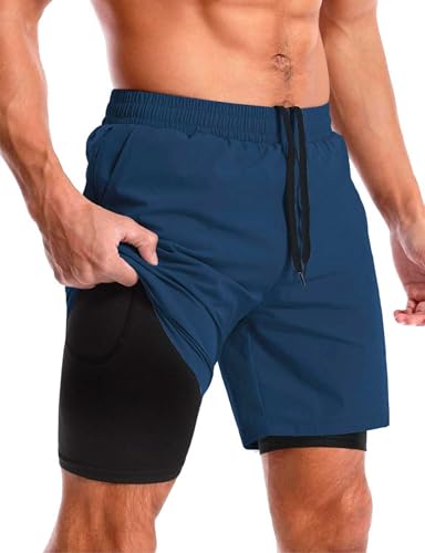 Image of CBlue Men's Outdoor Quick Dry Lightweight Sports Shorts with 2 Zipper Pockets, Breathable Hiking Running Gym Workout Athletic Shorts | CBblue Men's Quick Dry Sports Shorts with Zipper Pocket