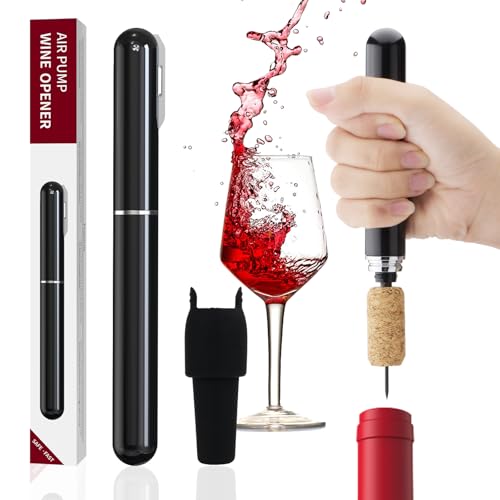FBBULES Set de Sacacorchos de Aire a Presión, Sacacorchos Manual, Tapones de Silicona para Botellas, Tapón Reutilizable para Botellas de Vino, Ideal para los Amantes del Vino