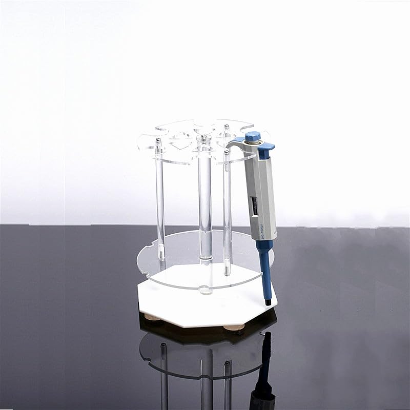 Supporto for pipette da laboratorio rotondo trasparente: supporto in resistente for un massimo di 6 pipette