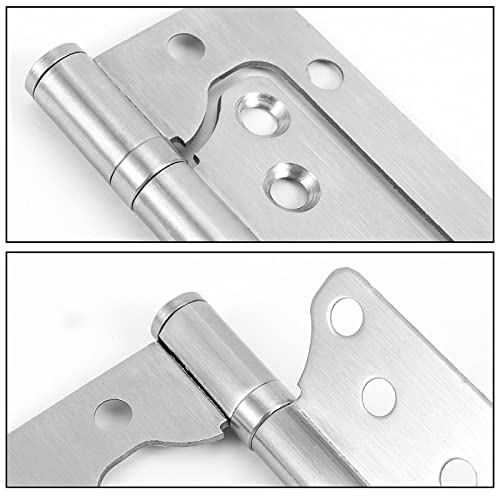 Zeonhei 12 Pack 4 X 3 Inch Heavy Duty Non Mortise Door Hinges, Stainless Steel Door Hinges With 96 Pcs Screws, No Noise Ball Bearing Door Hinge, Brushed Nickel Hinges For Doors #TOP4