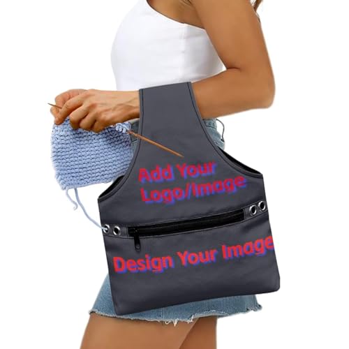 Image of ZUXONGSY Custom Knitting Bag for Knitting Tote Bag Lightweight Customized Picture Yarn Tote Bags for Crocheting Personalized Customization Knitting Yarn Storage Bag Organizer