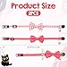 Macuezu 2 Pcs Pink Bow Tie Cat Collar with Bell Breakaway, Bowtie Plaid Cat Collar with Cats Buckle, Cute Kitten Bow Tie Collars, Soft Adjustable Cats Collars (Pink)