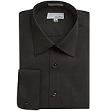 Modena Mens Solid Black French Cuff Dress Shirt - Size 15.5 34/35