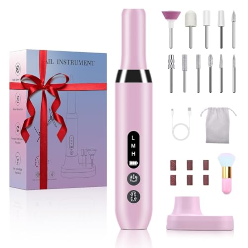 Fresa de uñas profesional para uñas de gel, batería inalámbrica, lima de uñas eléctrica para uñas de gel, manicura y pedicura, juego de cuidado de los pies eléctrico, 20000 rpm, 3 niveles de velocidad