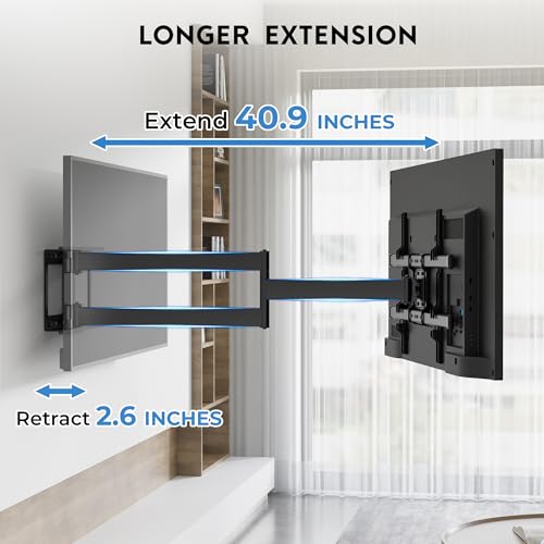BONTEC Corner TV Wall Mount with Extra Long 40.9” Extension Arm for 32–75 Inch TVs, Holds Up to 132 lbs, Full Motion Dual Arm TV Bracket with Tilt, Swivel, Level Adjustment, Max VESA 600×400mm by BONTEC - Image 2