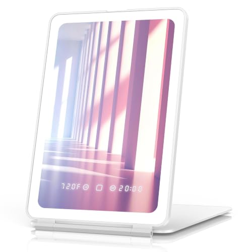 Zemmys 7.5 Inch Lighted Travel Makeup Mirror, Foldable Rechargeable