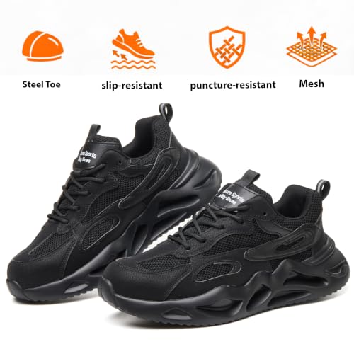Image of Ruivina Steel Toe Shoes for Men Women Safety Shoes Wide Lightweight Breathable Slip Resistant Anti-Smash Puncture Proof Work Sneakers