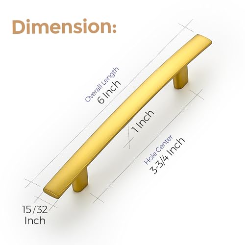 Image of Ravinte 30 Pack Cabinet Handles Brushed Brass Cabinet Pulls Kitchen Cabinet Handles,Curved Drawer Pulls in 6 Inch Length with 3.75 Inch Hole Center Arch Kitchen Cabinet Hardware