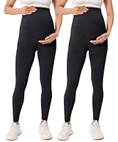 BAYDI Creamlush Damen Schwangerschaftsleggings mit Verstellbarer Bauchstütze Weiche High Waist Umstandsleggings Blickdichte Umstandshose Bequem für Yoga Freizeit Schlafanzug