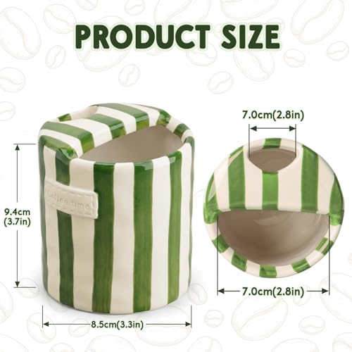 Taza de cerámica de 10oz con diseño a rayas verde miniatura 4