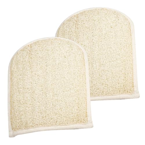 IMUSINICE Guantes Exfoliantes de Baño de Lufa para Adultos, 2 Piezas, Limpieza Profunda y Exfoliación Fibras de Lufa y Tela de Algodón, Diseño Simple y Delicado para Ducha