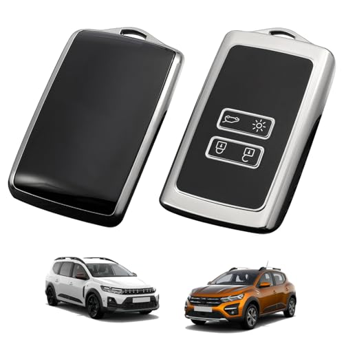 GAFAT Coque de Clé pour Dacia Sandero 3/ Stepway 3 III/ Jogger 2025 2026-2021, Housse de Protection en Gel de Silice TPU, Dacia Sandero 3 Accessoires, Jogger Accessoires (Argenté 1)