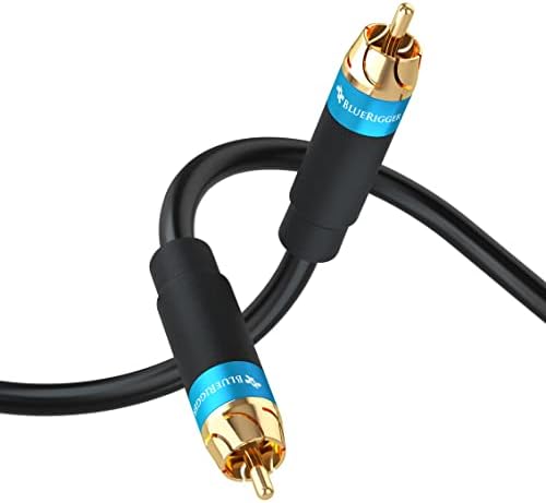 BlueRigger Audio RCA Cable with Gold Plated connectors (1 RCA Subwoofer Cable 15 FT / 4.5 Meters)