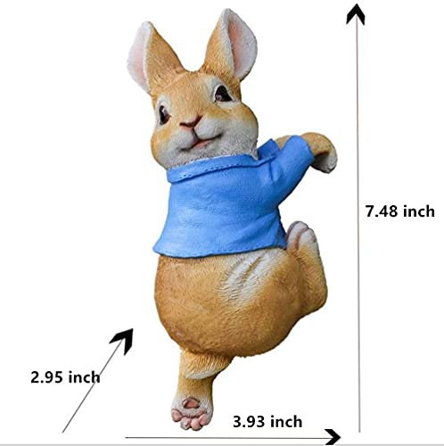 Ironrain Mini Garden Statues Hanging Bunny, Indoor Outdoor Decorations Cute Rabbit Planter Pots Hanger Art Décor Figurine Ornament For Easter Yard Home Garden Patio And Office (Blue) #TOP2