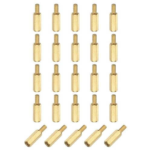 Image of sourcing map 25Pcs Male to Female Thread Spacer Screws, M3 x 12mm + 6mm Brass Hex Standoff Screws PCB Motherboard for Drone Quadcopter, Computer and Circuit Board