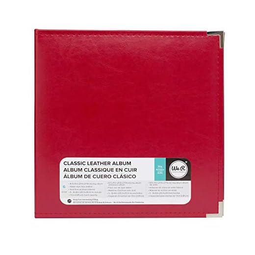 8.5 x 11-inch Classic Leather 3-Ring Album by We R Memory Keepers | Real Red, includes 5 page protectors