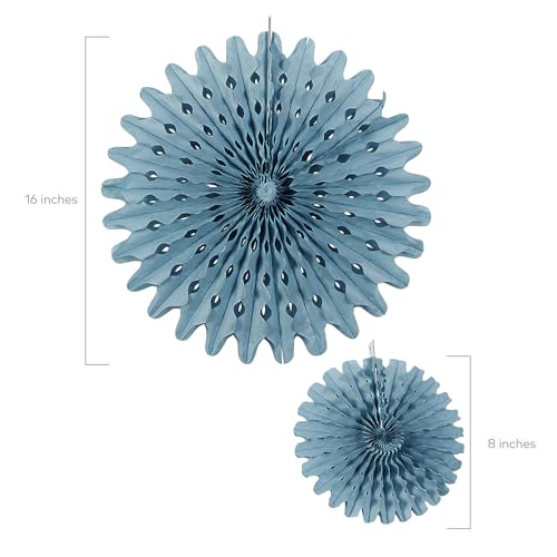 Fun Express Slate Blue Hanging Tissue Paper Fans - 12 Piece by Fun Express - Image 2
