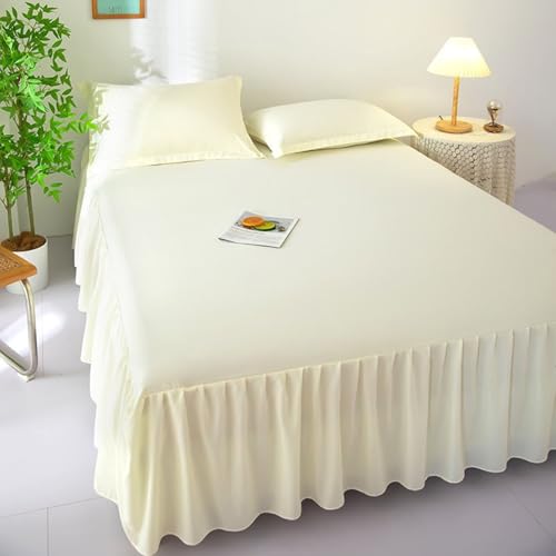 Volants de lit 200x220 cm avec taies beige en polyester - 2