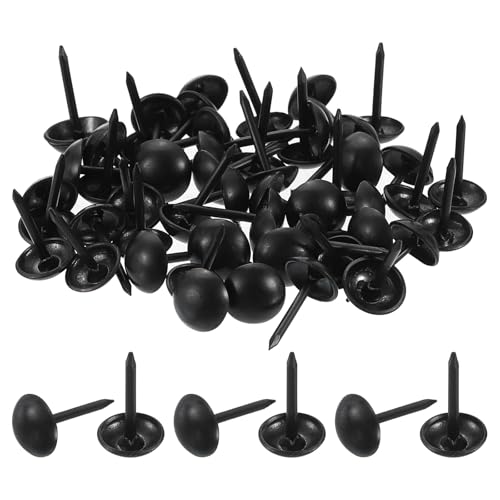 sourcing map 100 Pcs Upholstery Tacks, 7 x 13mm Round Head Upholstery Nails Pins Vintage Decorative Furniture Tacks for Chairs Sofas Beds DIY Project, Black