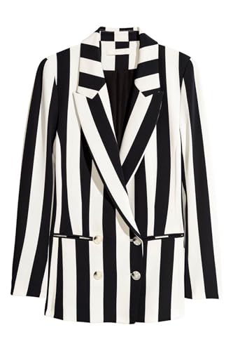 Blazer de bureau à rayures larges pour femme avec veste à double boutonnage chic