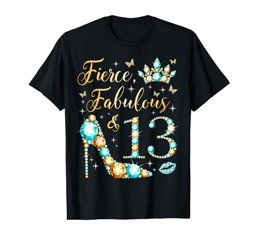 Fierce Fabulous & 13 Years Old 13th Birthday Party Queen T-Shirt