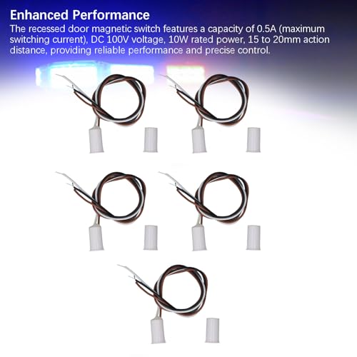 Dioche Montagem Embutida Sensor de Porta Com Fio Embutido Interruptor Magnético de Palheta 5 Conjunt