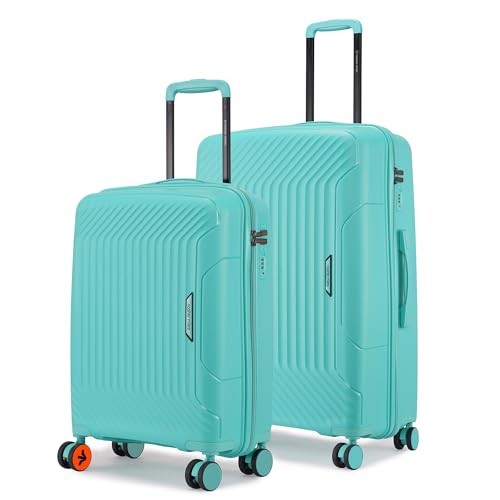 Image of Nasher Miles Coorg Hard-Sided Polypropylene Luggage Set of 2 | 55cm & 65cm | 8 Wheels Small & Medium Trolley Bag for Travel | Suitcase (Teal)
