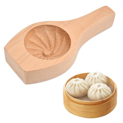 Ragyzity Wooden Bao Bun Maker, Hand Carved Wooden Steamed Stuffed Bun Mold, Traditional Baozi Maker Machine for Handmade Steamed Buns, Dumplings, and Pastry Molds, Baking Tool