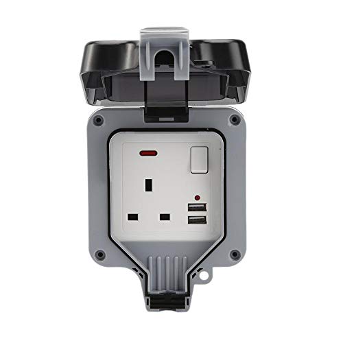 Preisvergleich Produktbild decaden Schuko-Steckdose Außenwandsteckdose IP66 wasserdichte Steckdosenblock 13A UK-Steckdose Mit USB-Ladeanschluss