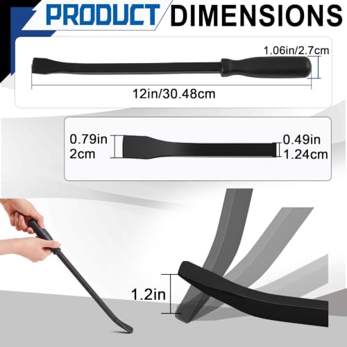 Image of 12 Inch Non-metal Striking Cap Pry Bar Long Heavy Duty Pry Bar with Mechanic's Handle for Positioning Aligning Prying Iron Worker Tools (Black)