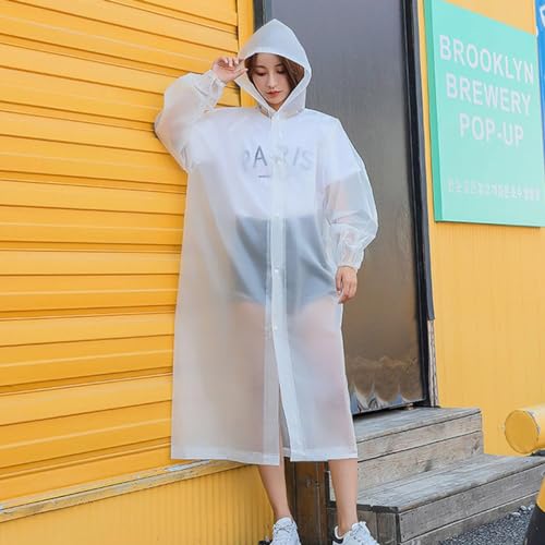 ECVV Raincoat Rain Poncho for Men Women, EVA Waterproof Raincoat Jacket Lightweight Rain Jacket with Hoods and Sleeves Reusable Rain Gear for Travel