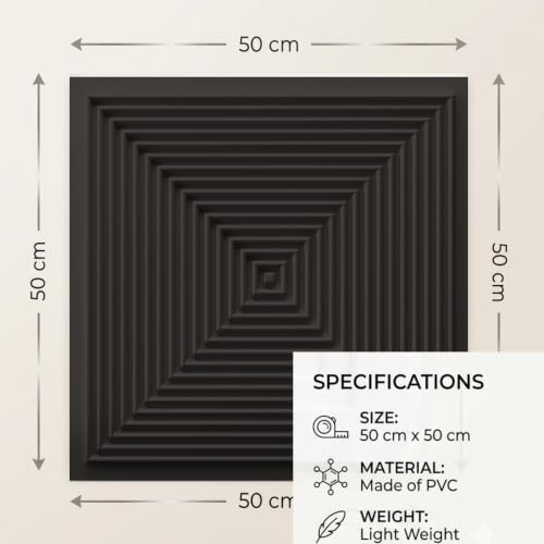Image of Kayra Decor 3D PVC Wall Panels for Bedroom & Living Room | Pryamid Design |Black Color | 19.7 x 19.7 Inch | Pack of 12 | 32.28 Sq Ft