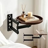 BORDRISE Runder Klapptisch Wand, Klappbar Wandtisch 30cm Kleine Wandmontierter Ausziehbar Rund Tisch Wandtisch Platzsparend Schwebende Tablett für Nachttisch (A)