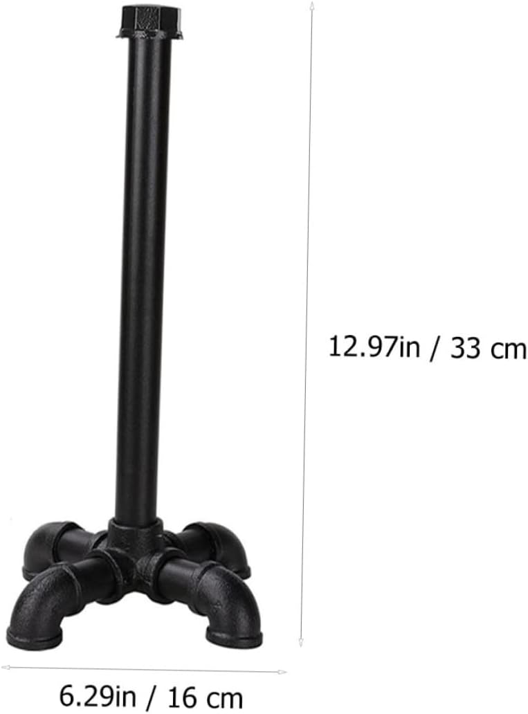 Retro Industrial Style Pipe Desktop Tissue Holder Vertical Roll Paper Stand for Home Kitchen Black Vintage Paper Storage Rack