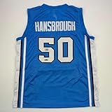 Facsimile Autographed Tyler Hansbrough UNC North Carolina Blue Reprint Laser Auto College Basketball Jersey Size Men's XL