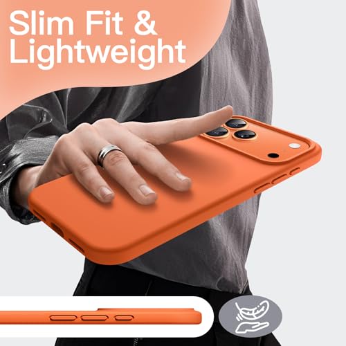 Image of JETech Liquid Silicone Case for iPhone 17 Pro 6.3-Inch, Silky Soft Touch Full-Body Protection, Anti-Scratch Shockproof Phone Cover with Microfiber Lining (Orange)