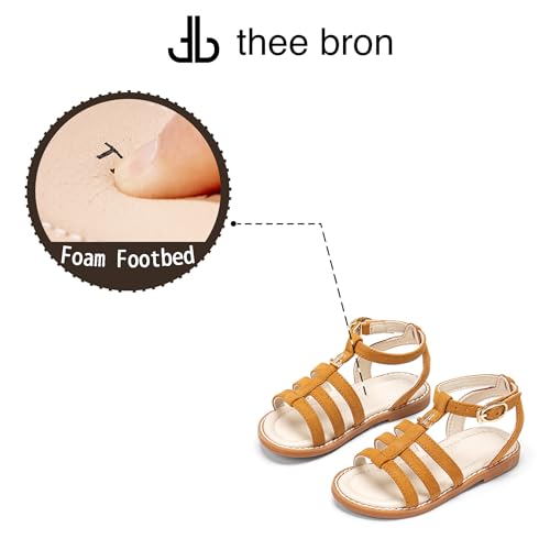 Image of Girls Gladiator Sandals with Adjustable Buckle Comfy Ankle Strappy Flat Shoes