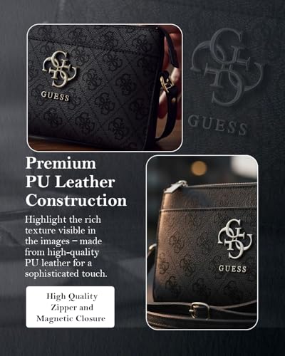 Image of CG MOBILE GUESS Universal Phone Bag Officially Licensed, Big 4G Logo Print Phone Pouch with Crossbody Strap, Impact-Resistant Protective Phone Holder for Men & Women - Black