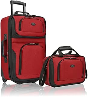 U.S. Traveler Rio Rugged Fabric Expandable Carry-on Luggage Set, Red, 2 Wheel