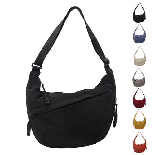 Crescent Crossbody Bags for Women,Fashion Plain Color Nylon Shoulder Crescent Bags,Large Capacity Bag