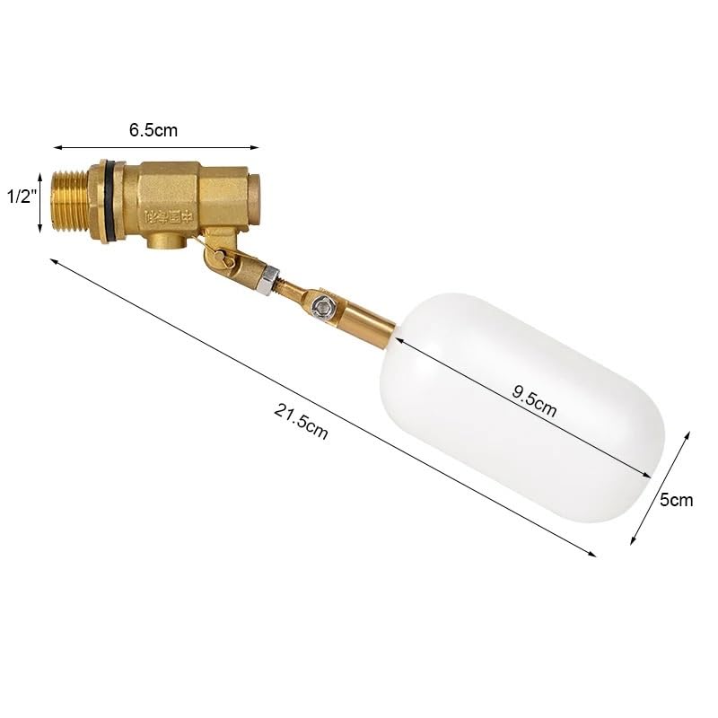 Válvula de flotador de latón de 1/2 con brazo ajustable de plástico 2