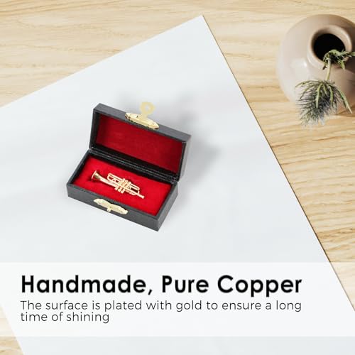 Image of EASTROCK Miniature Trumpet Brooch Pin, Mini Trumpet Pin Fashion Lapel Brooch for Men Women with Case Musical Gift Birthday Gift