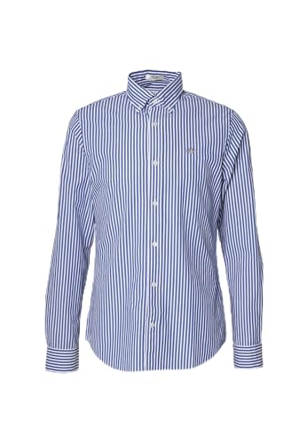 Gant Para Hombre. 3000132 Camisa Slim Fit Rayas Popelina Azul (Xxl), Casual, AlgodóN, CláSico, Manga Larga