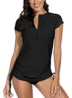 BesserBay Frauen Rashguard Schnelltrocknendes Swim Short Sleeve Schutzkleidung Sonnen Schutz UPF 50+ Schwarz M
