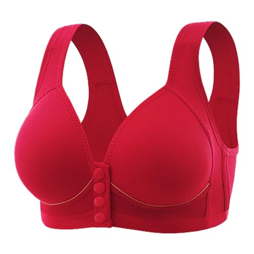 Soutien-gorge rouge taille L sans armature en dentelle et boucle devant